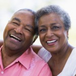 Senior couple relaxing outside